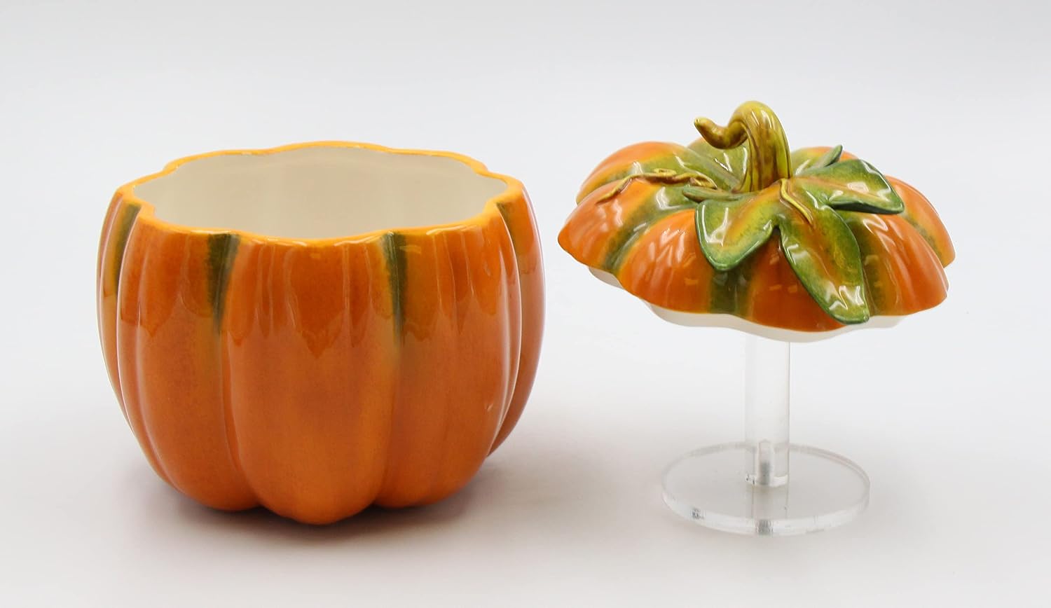 Cosmos Gifts Fine Ceramic Orange Pumpkin Box 6-1/8" H