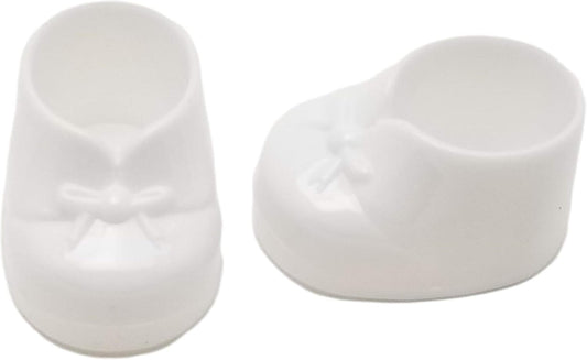 Party Favors Plus White Plastic Baby Booties Candy Holders 1.875 Inches 12 Count