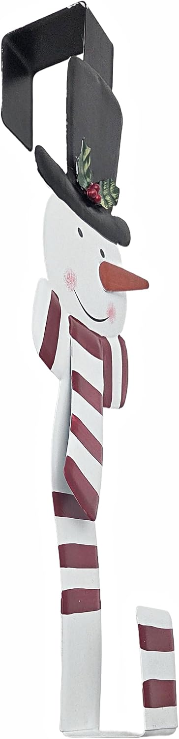 Christmas Wreath Hangers Santa and Snowman Metal Set of 2