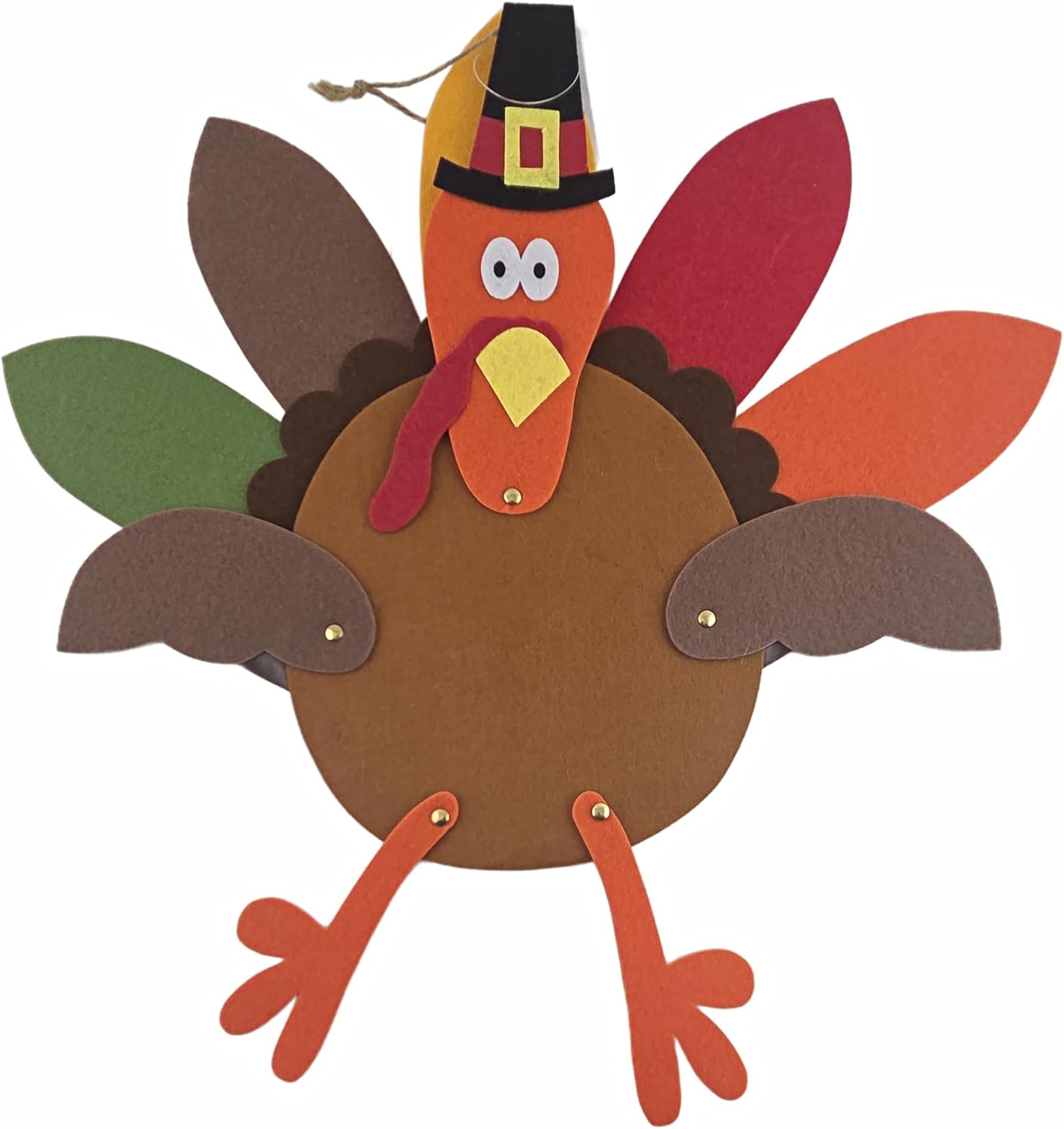Harvest Pilgrim, Scarecrow and Turkey Jointed Felt Cutouts 19in.High - 3 pc. Set