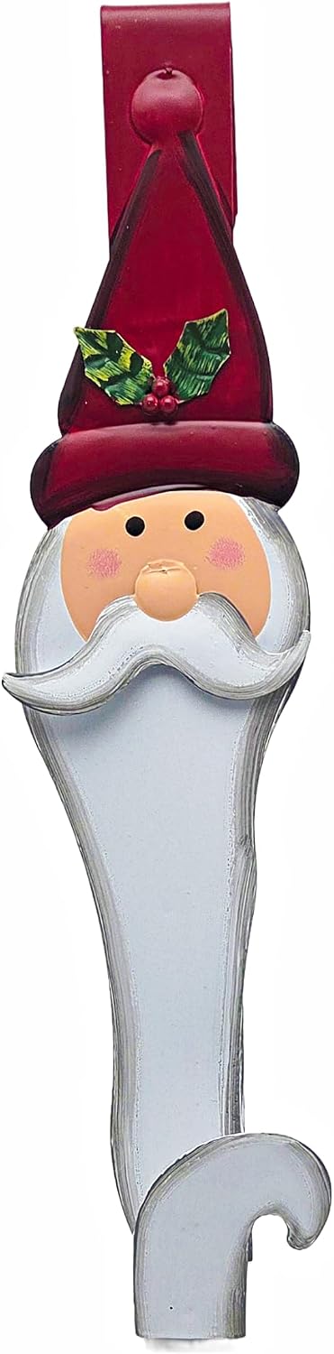 Christmas Wreath Hangers Santa and Snowman Metal Set of 2