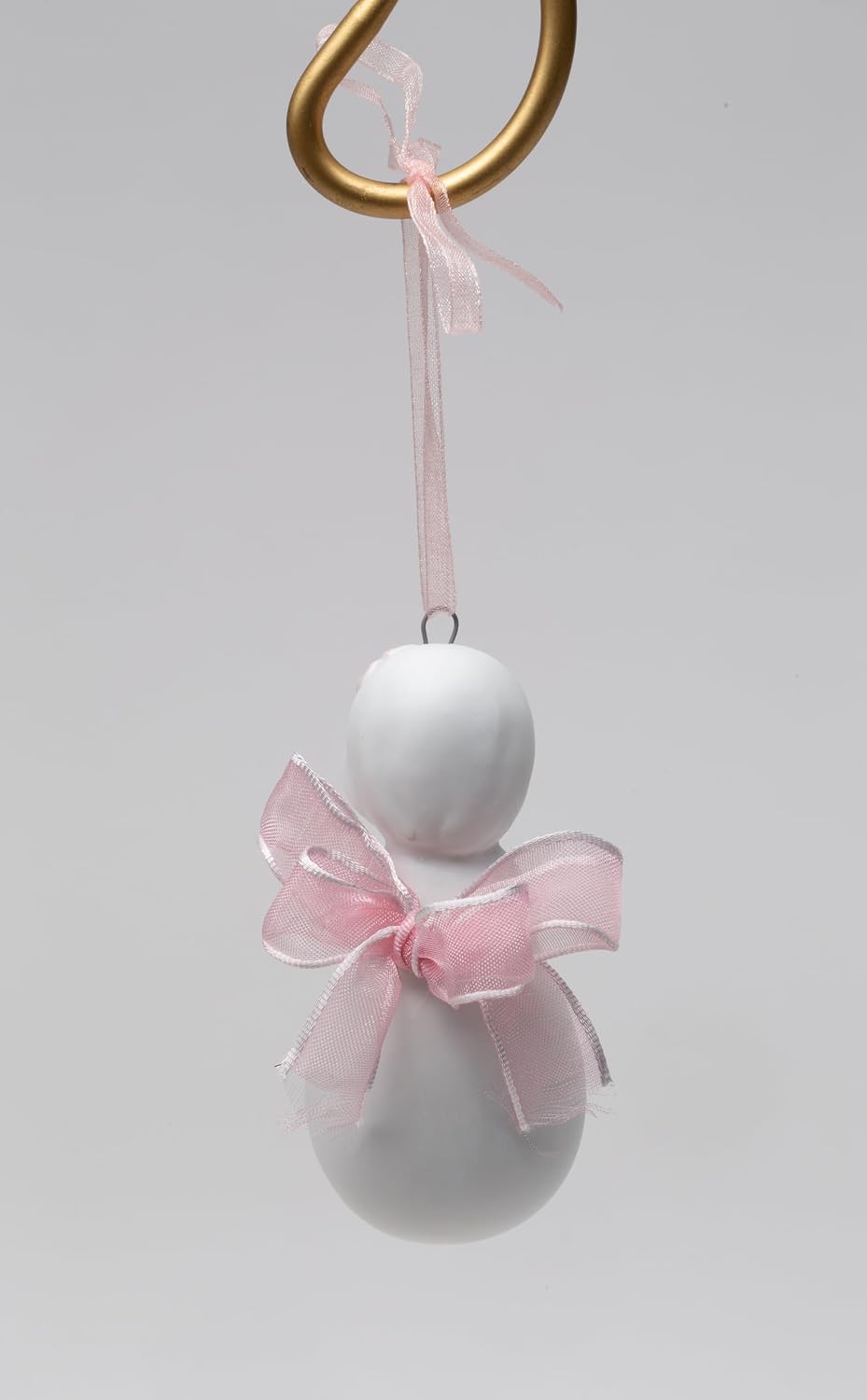 Cosmos Gifts Fine Porcelain Inspirational Praying Angel with Pink Ribbon Wings Hanging Christmas Tree Ornament Figurine 3" H