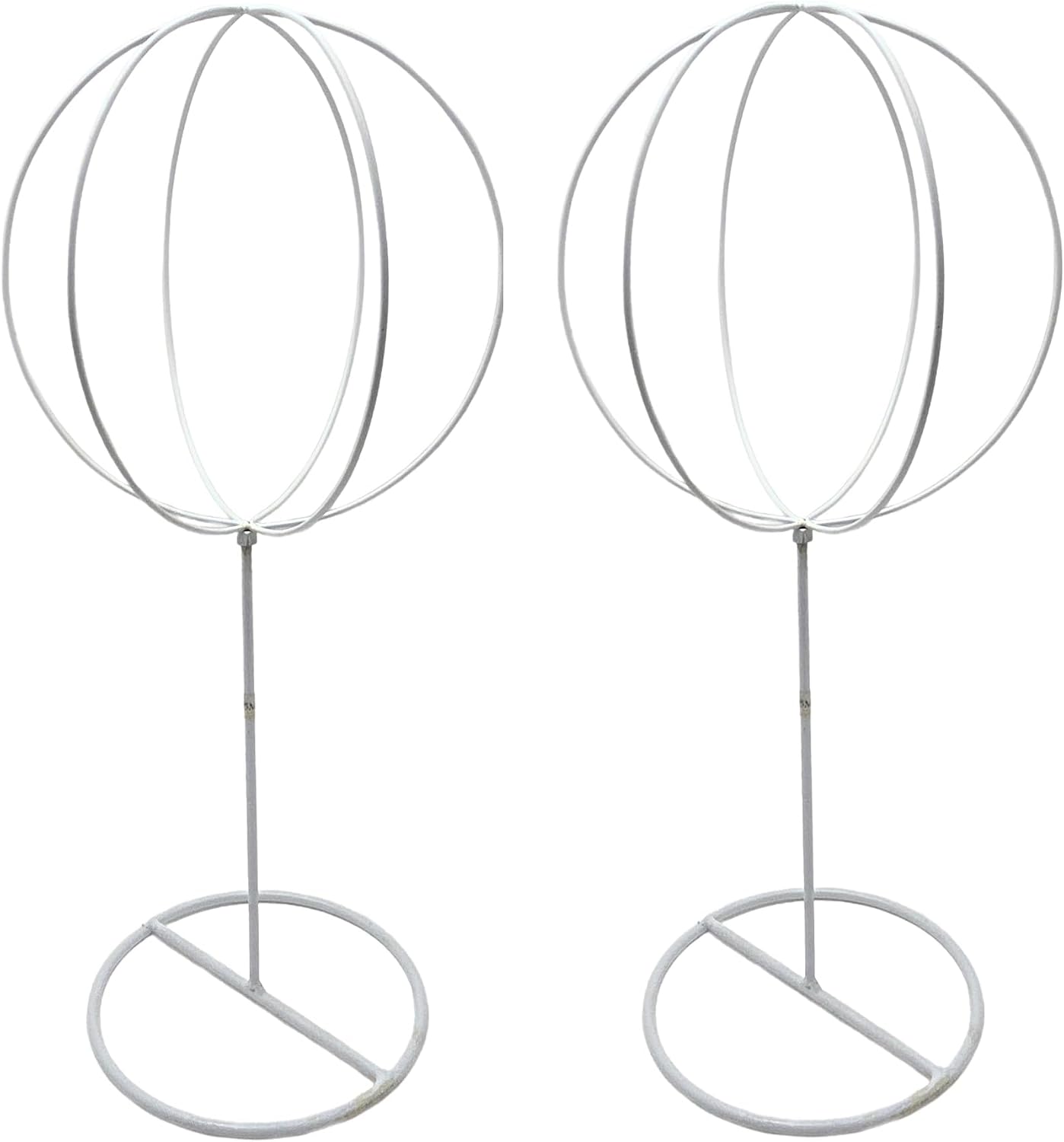 Party Favors Plus White Metal Freestanding Hat and Wig Display Stand 19 Inch 9x9 Inch Ball 2 Sets