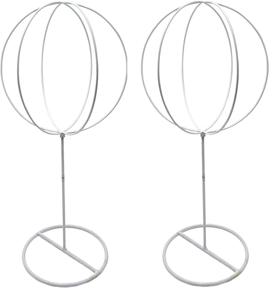 Party Favors Plus White Metal Freestanding Hat and Wig Display Stand 19 Inch 9x9 Inch Ball 2 Sets