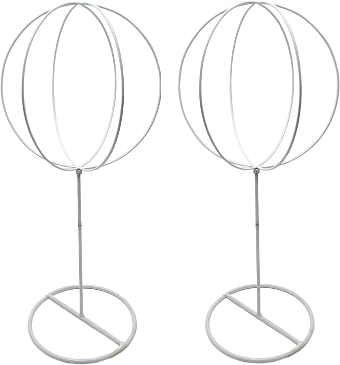 Party Favors Plus White Metal Freestanding Hat and Wig Display Stand 19 Inch 9x9 Inch Ball 2 Sets