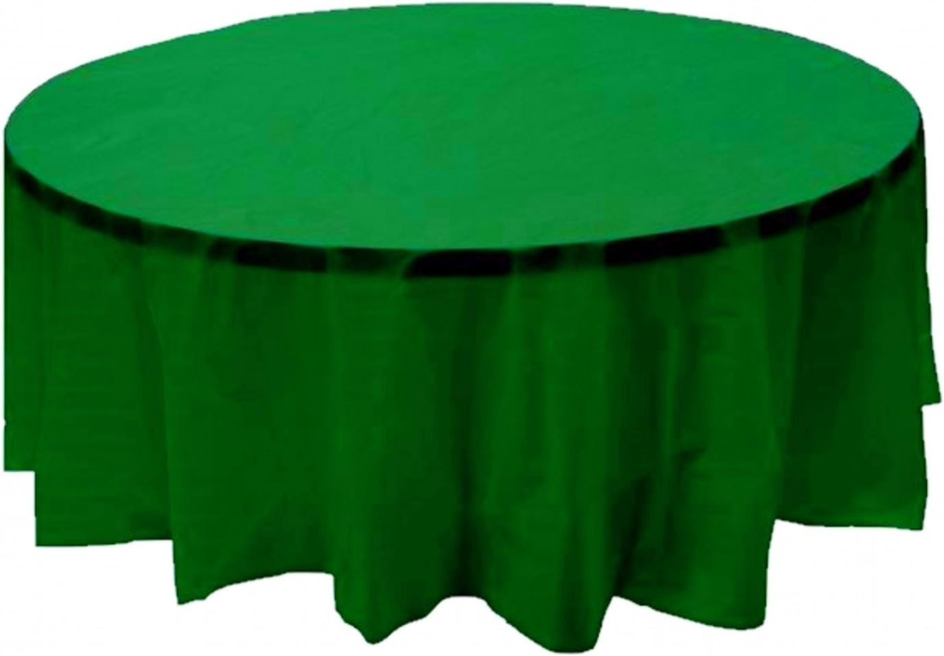 Party Favors Plus Green Plastic Tablecloth 84 Inch Round with 2 Table Skirts 3 Piece Set