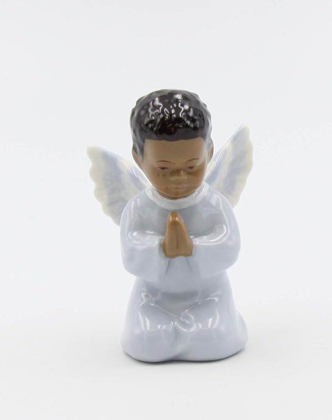 Cosmos Gifts Fine Porcelain Kneeling African American Angel Boy Figurine 3-1/2" H