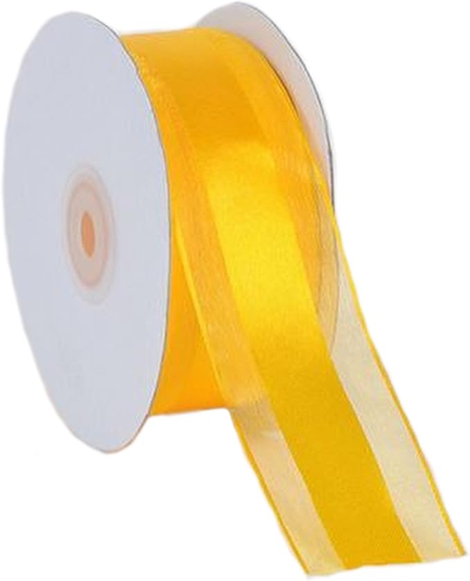 Party Favors Plus Harvest Yellow Organza and Satin Ribbon 1.5in 25 Yards
