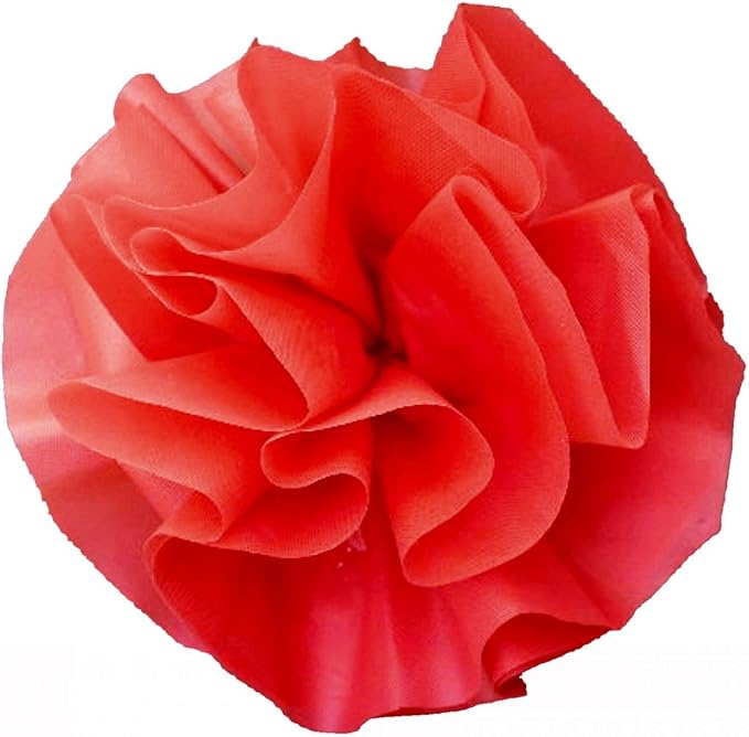 Party Favors Plus Red Plastic Deco-Puff Pom Flowers with Suction Cups 6 Inch 12 Count