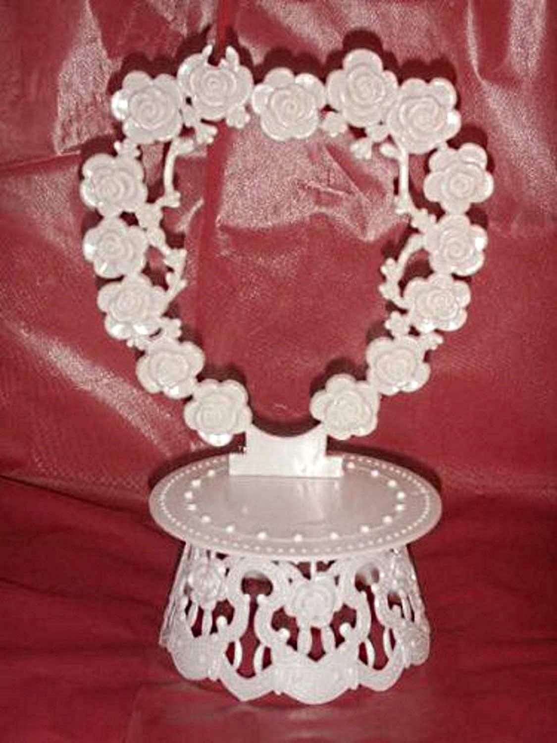 Party Favors Plus Plastic Heart with Roses Cake Top Stand Accessories 3 Piece