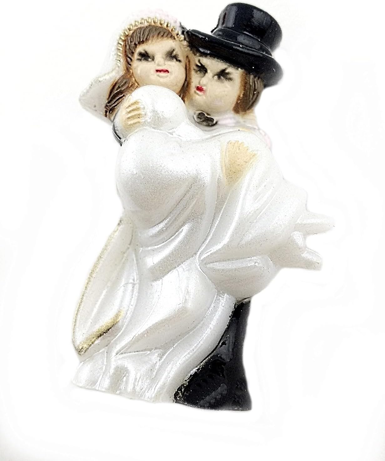 Party Favors Plus Bride and Groom Figurine White Gold Plastic 2 Inch 12 Piece
