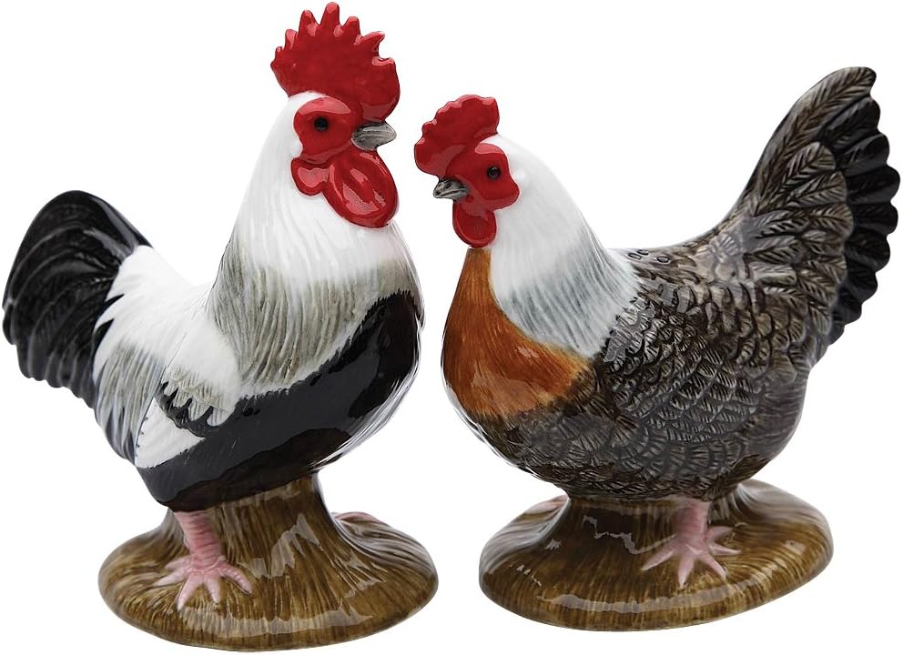 StealStreet Fine Ceramic Painted Pair of Roosters Salt and Pepper Shakers Set Black 3-7/8" H SS-CG-20883