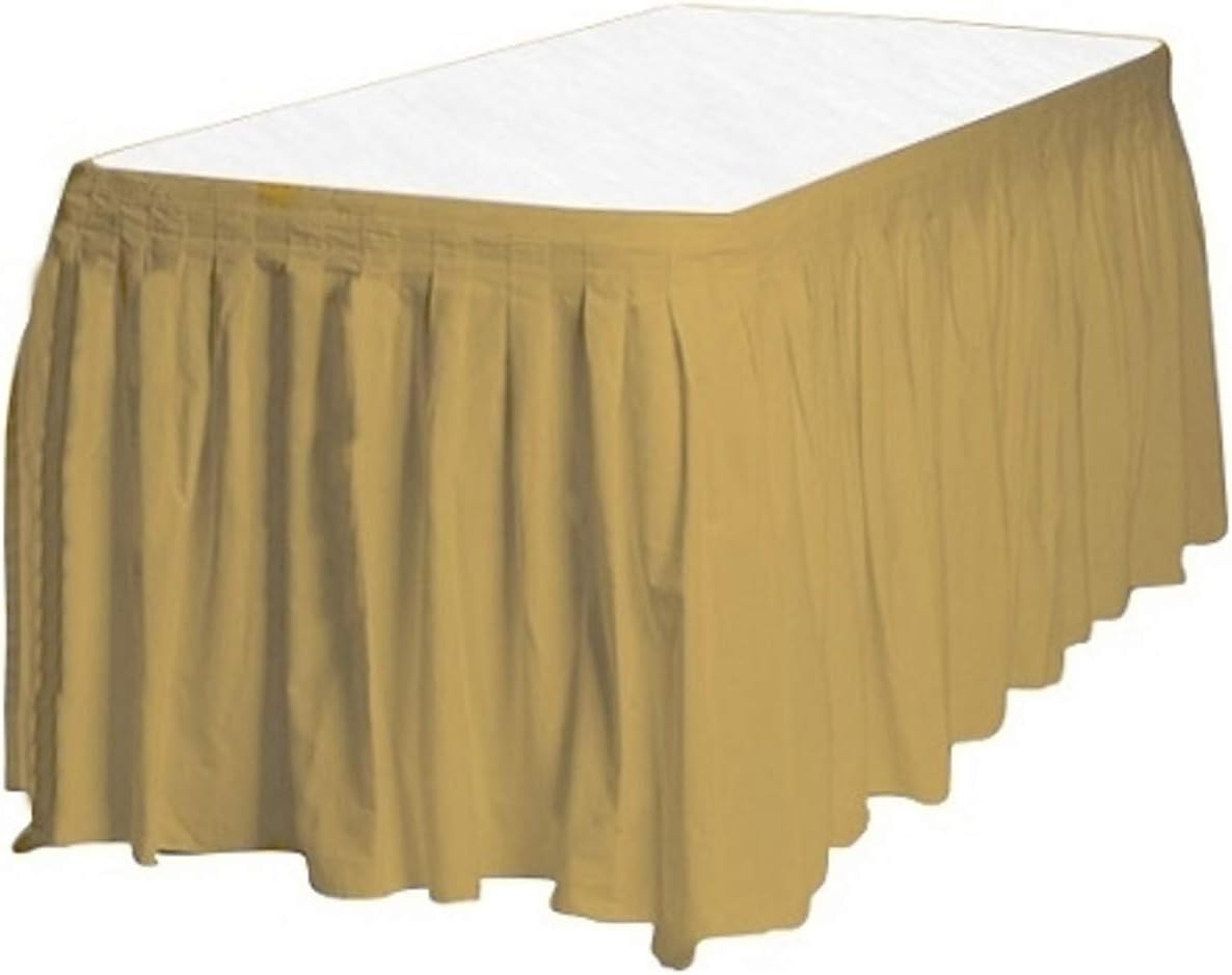 Party Favors Plus Metallic Gold Plastic Table Skirts 29 in x 13 Ft