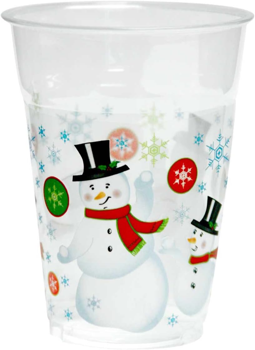 Party Essentials Soft Plastic Snowman Party Cups 16-Ounce 20 Count