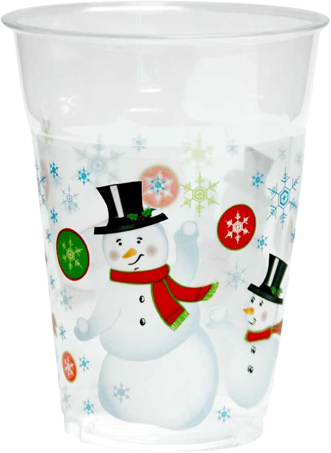 Party Essentials Soft Plastic Snowman Party Cups 16-Ounce 20 Count
