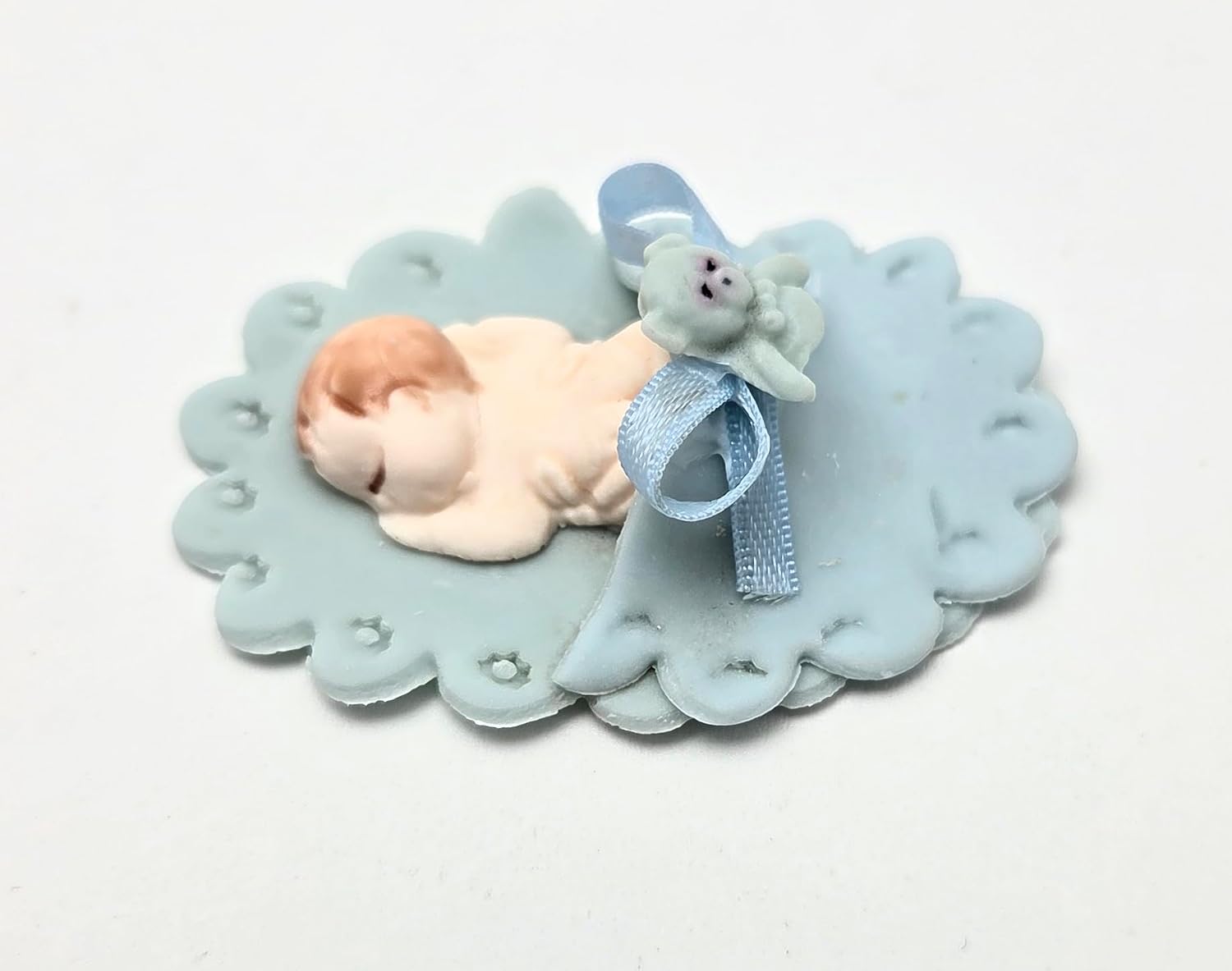 Party Favors Plus Cold Porcelain Sleeping Baby Capias Figurines Blue 14 Count