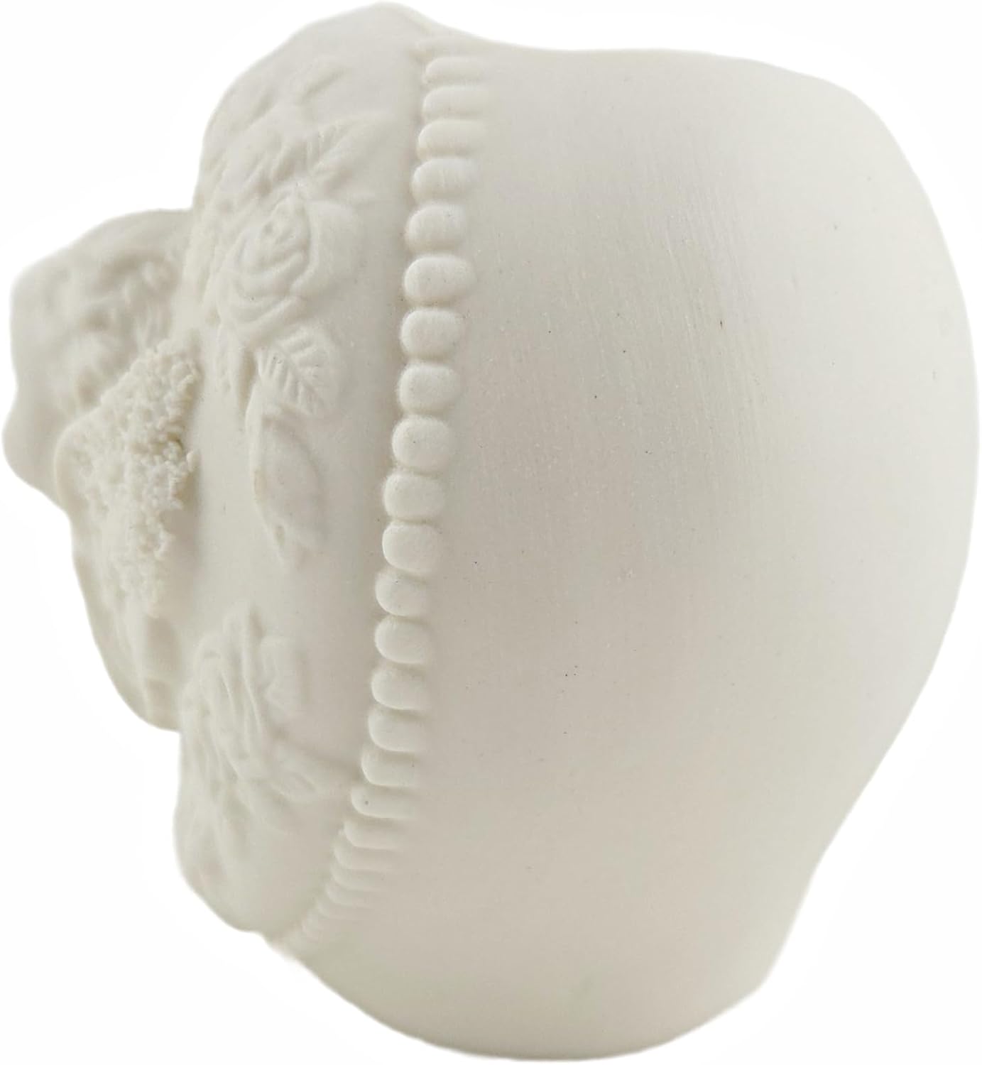 Party Favors Plus Heart-Shaped Ceramic Planter Vase White Cherub Rose Relief 4x5 Inch