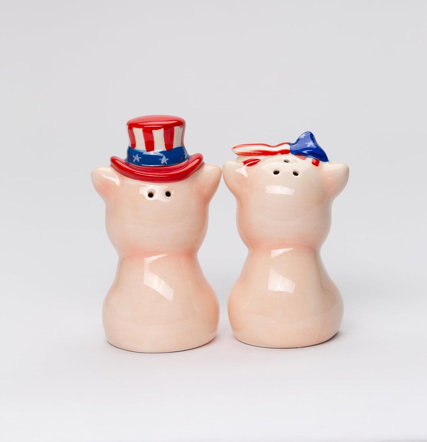 Cosmos Gifts Fine Ceramic Patriotic Fourth of July Love Couple Pig Salt and Pepper Shakers Set 3-1/2" H Multicolor