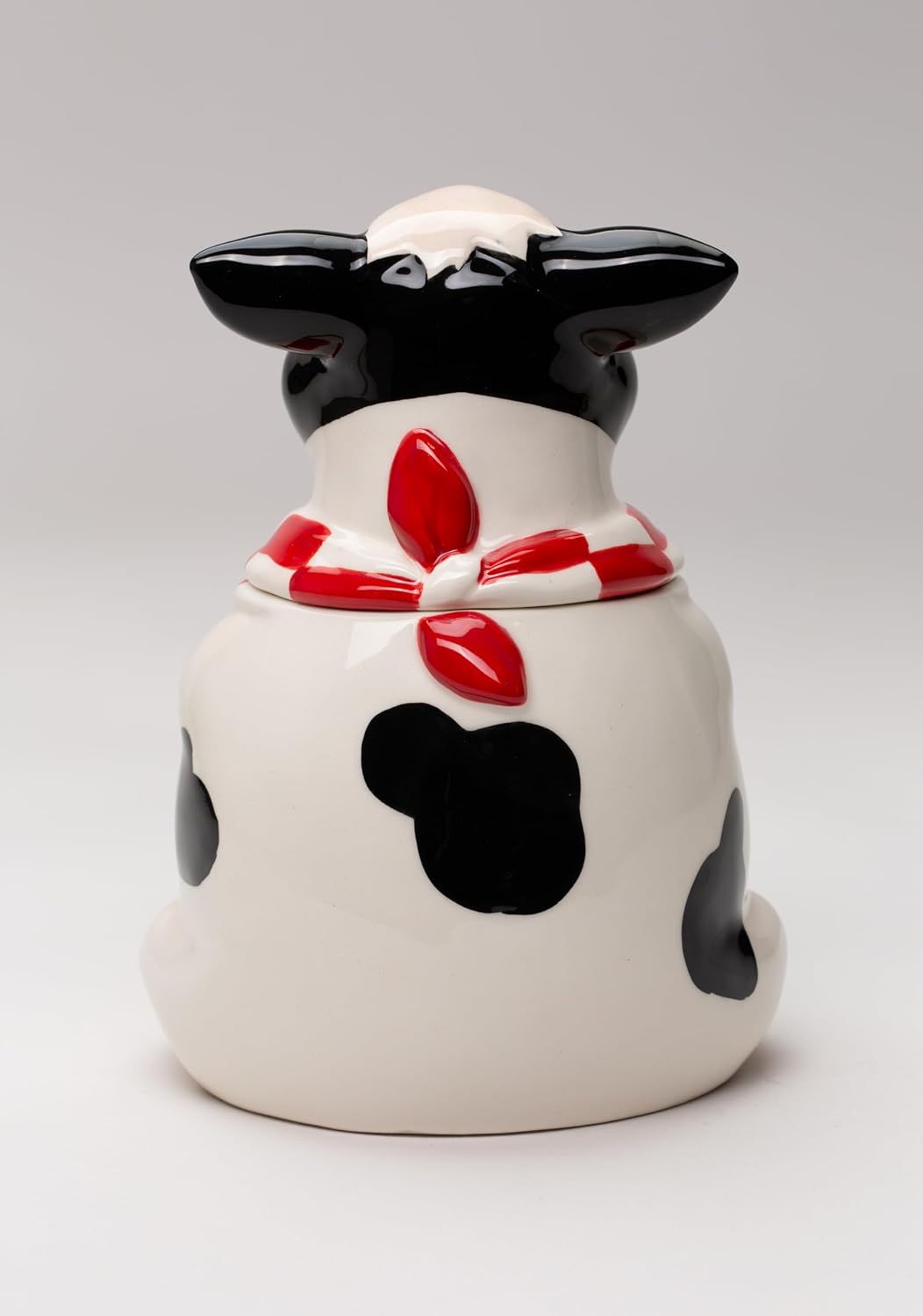 Cosmos Gifts Fine Ceramic Barnyard Milk Cow with Red Checkered Bandana Candy Jar 6-3/4" H 61759