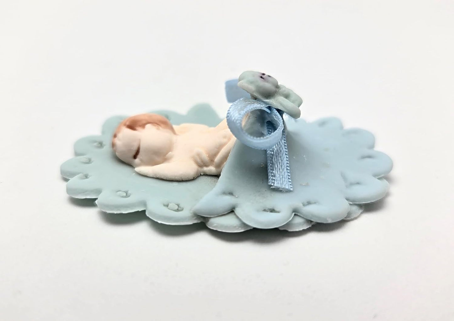 Party Favors Plus Cold Porcelain Sleeping Baby Capias Figurines Blue 14 Count