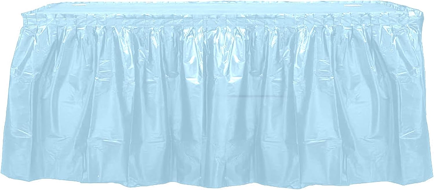 Party Favors Plus Light Blue Plastic Tablecloth 54x108 Inch with Table Skirt 2 Piece Set