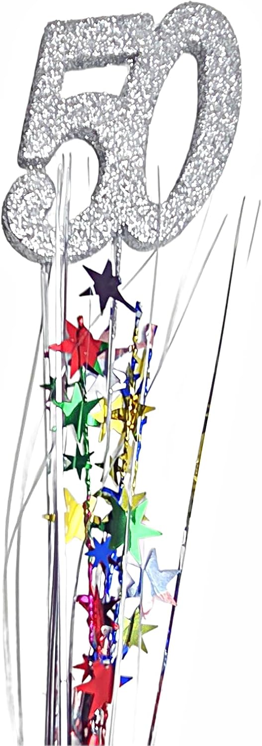 Multicolor Metallic Star Spray 50th Birthday Decorations, 3 Pieces