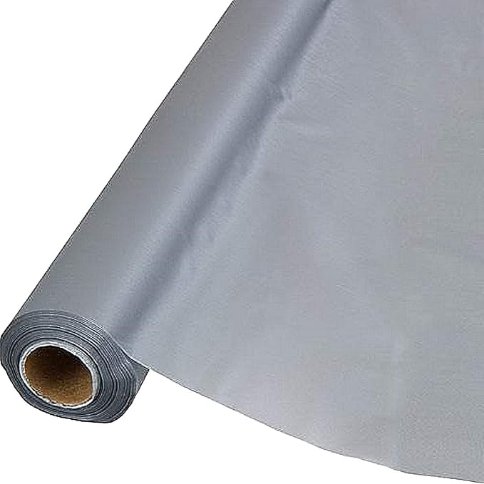 Party Favors Plus Silver Heavy Duty Plastic Tablecloth Roll 40x1200 Inch