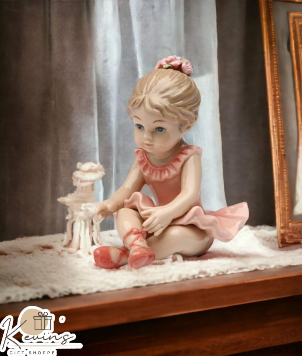 Cosmos Gifts Fine Porcelain Ballerina Ballet Girl Sitting Down Pose Figurine 4" H