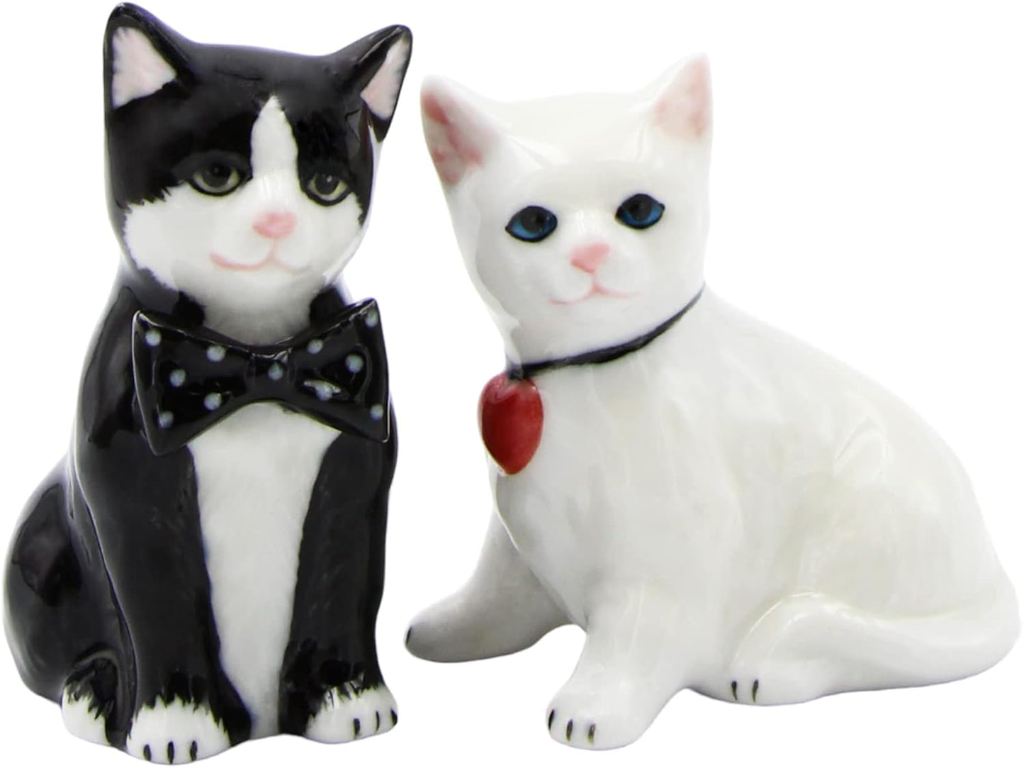 Cosmos Gifts Fine Porcelain Be My Valentine White and Black Cat Salt & Pepper Shakers Set 3-1/8" H