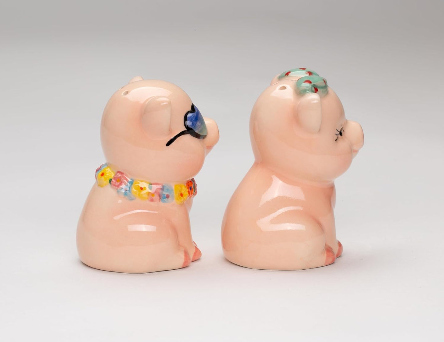 Cosmos Gifts Fine Ceramic Happy Pigs Couple Salt & Pepper Shakers Set 3-1/8" H