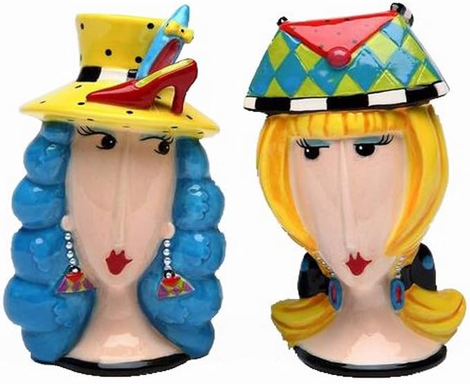 Appletree Design Dollymama Women with Purse and Shoe Hats Salt & Pepper Shakers Set 3-1/2" H