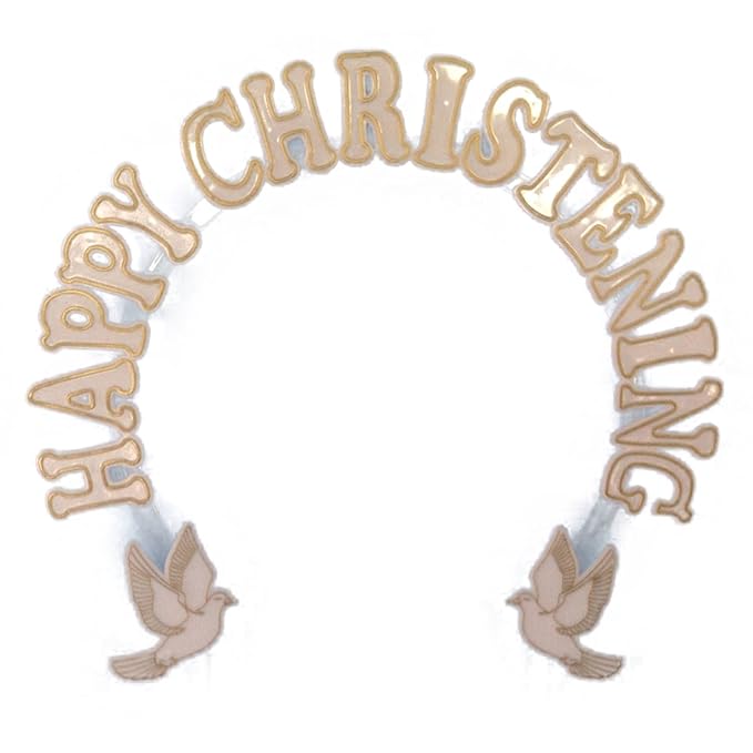 Party Favors Plus White Plastic Christening Arch Cake Decoration 9 Inch Gold Accent