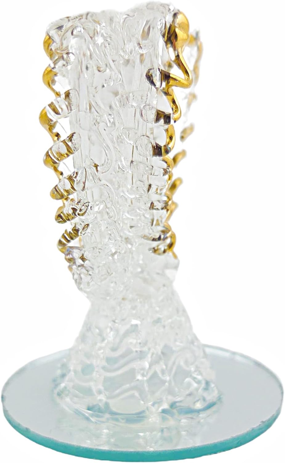 Party Favors Plus Crystal Double Heart Figurine Gold Accents Clear Polyresin 2.5 Inch 2 Count
