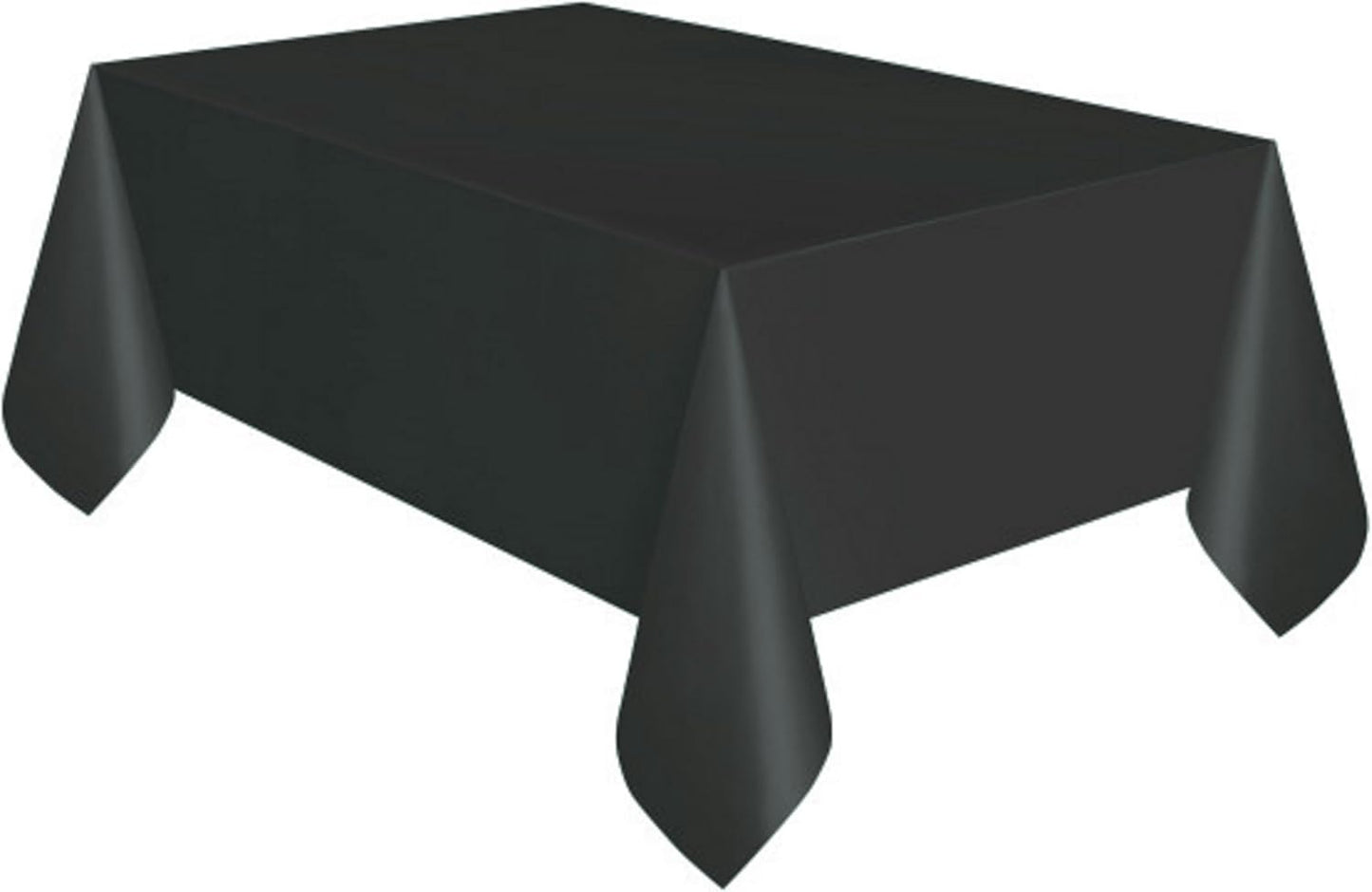 Party Favors Plus Black Plastic Tablecloth 54x108 Inch with Table Skirt 2 Piece Set