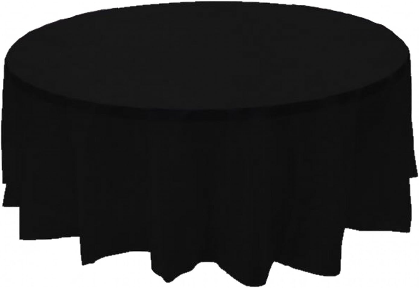 Party Favors Plus Black Plastic Tablecloth 84 Inch Round with Table Skirts 3 Piece Set