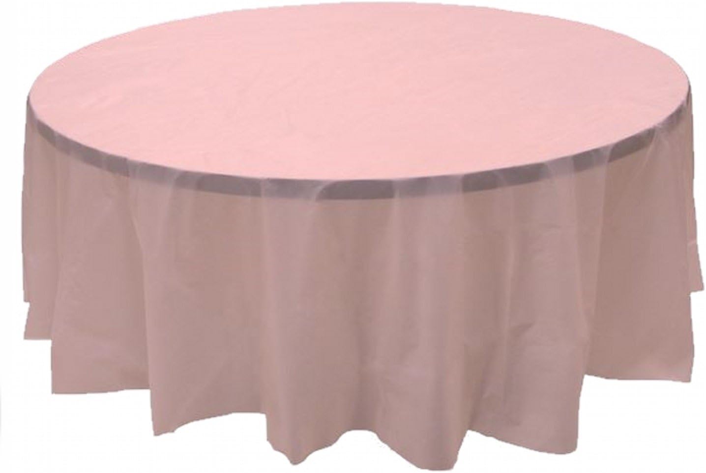 Party Favors Plus Pink Plastic Tablecloth 84 Inch Round with 2 Table Skirts 3 Piece Set