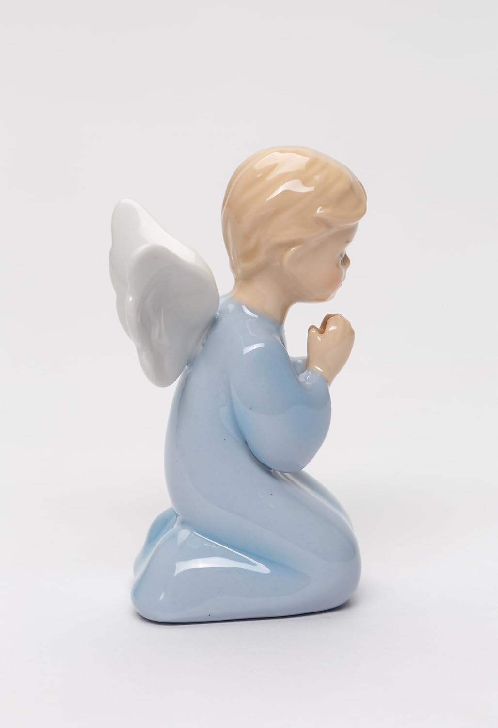 Cosmos Gifts Fine Porcelain Praying Boy Angel Figurine 3-3/8" H Blue