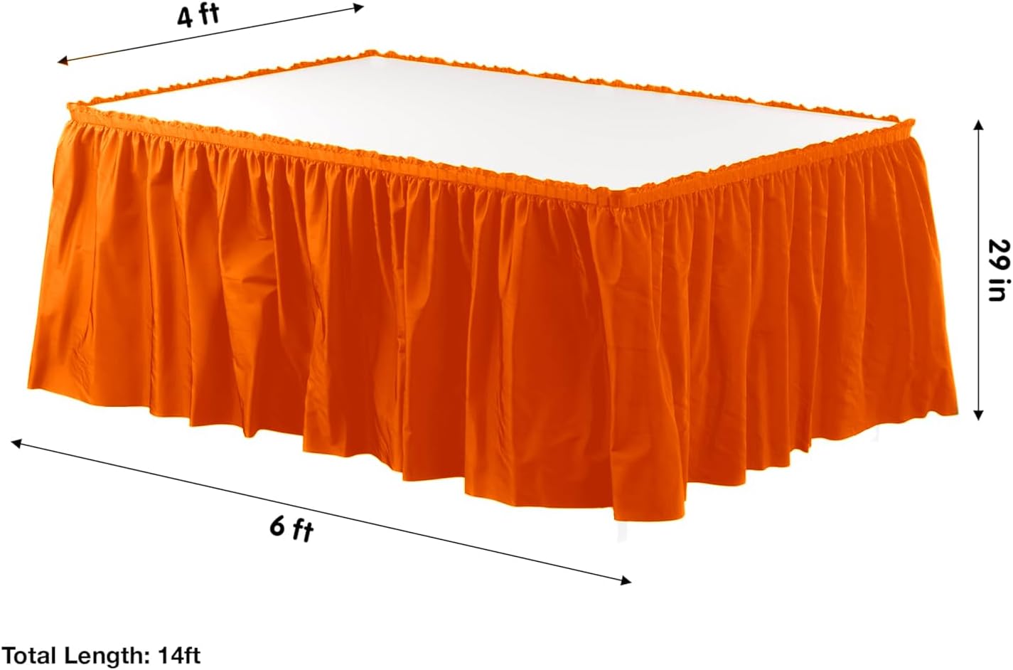 Party Favors Plus Orange Plastic Tablecloth 54x108 Inch with Table Skirt 2 Piece Set