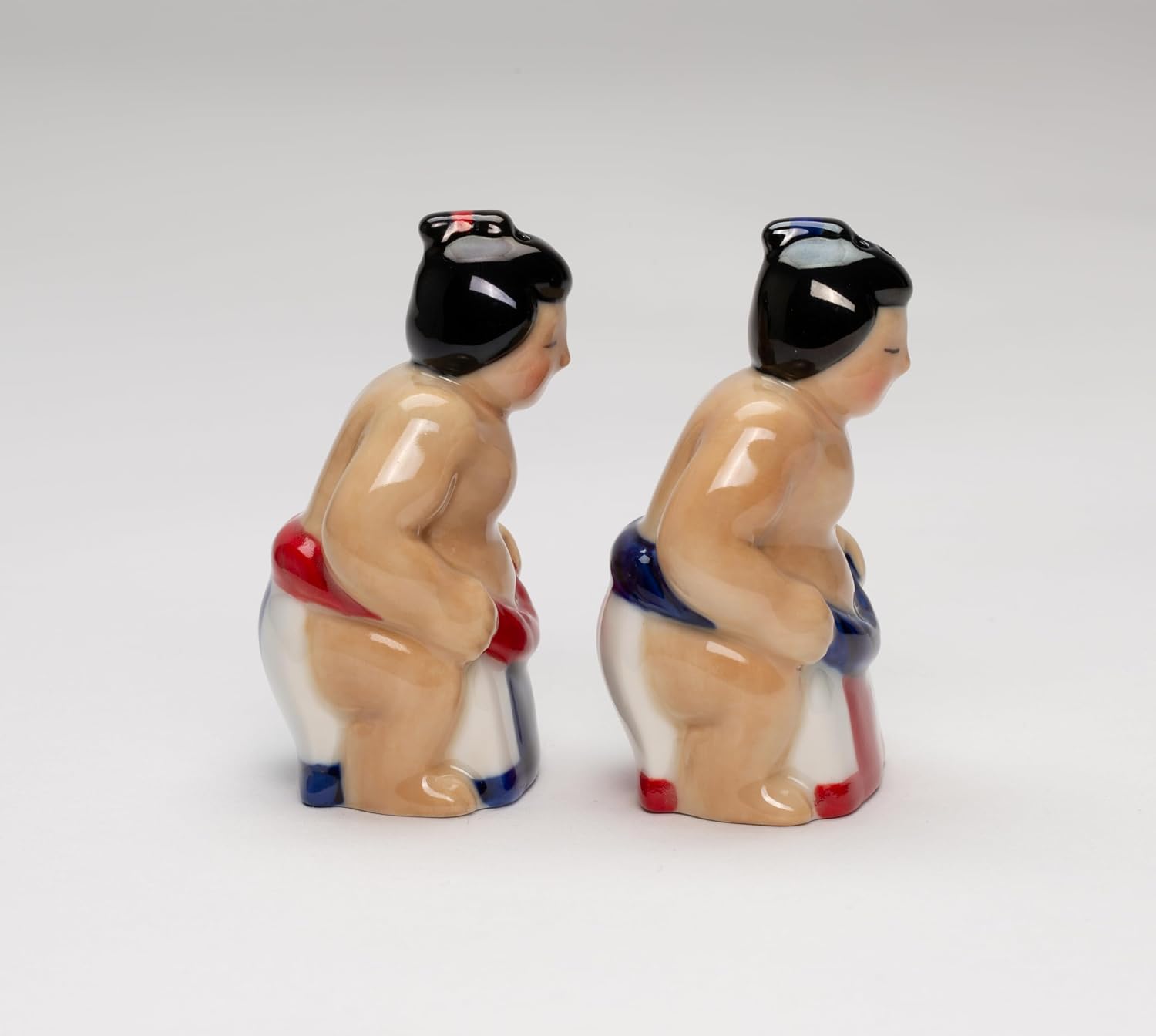 Cosmos Gifts Fine Porcelain Sumo Wrestler Salt & Pepper Shaker Set 3 In