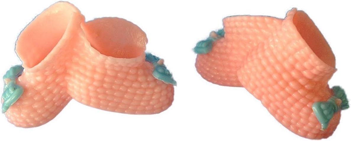 Party Favors Plus Pink Plastic Baby Shower Booties with Blue Bow 12 Count