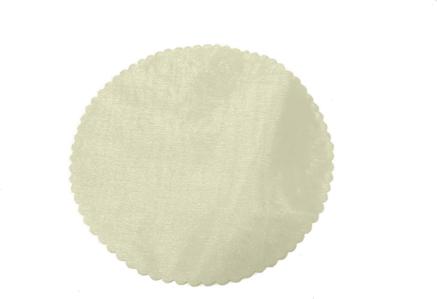 Party Favors Plus Ivory Organza Scalloped Circles 14in 25 Count