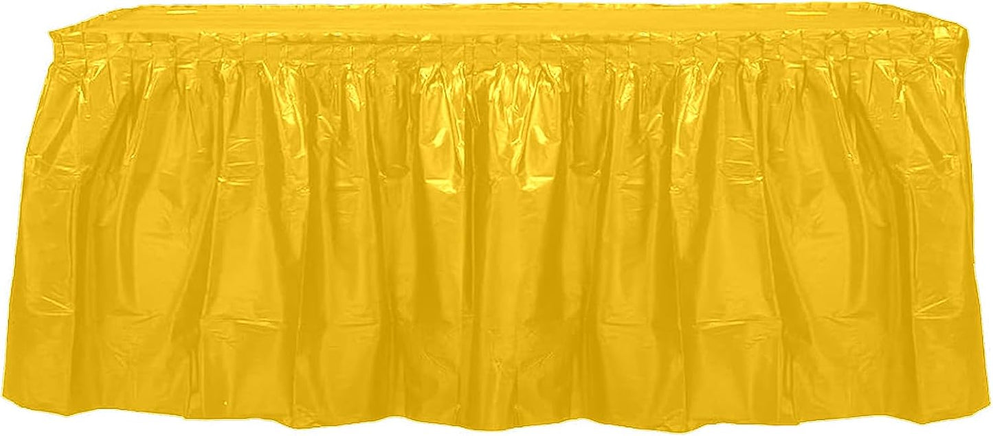 Party Favors Plus Harvest Yellow Plastic Rectangular Tablecloth with Skirt 54x108 Inch 2 Count