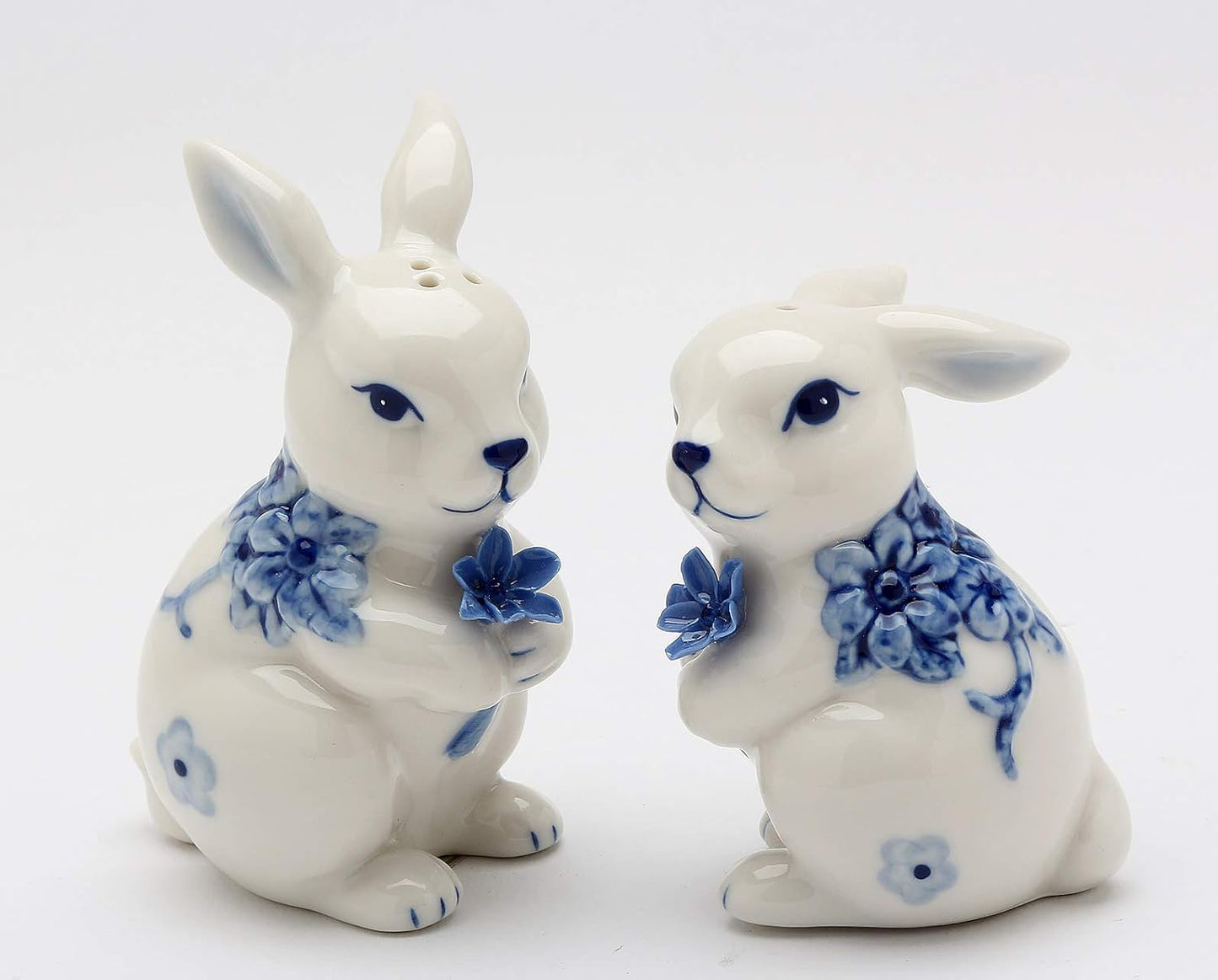Cosmos Gifts Fine Ceramic Hand Painted Dutch Blue and White Bunny Rabbit Salt & Pepper Shakers Set 3-3/8" H