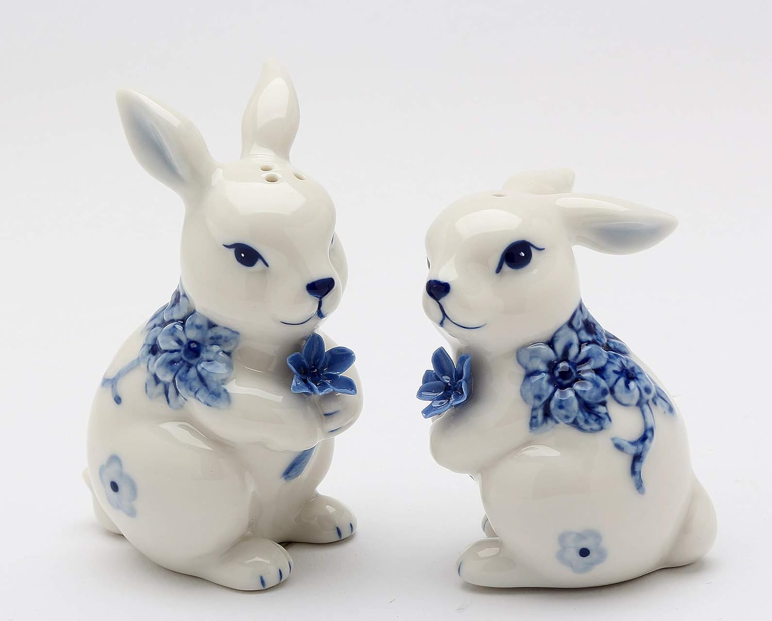 Cosmos Gifts Fine Ceramic Hand Painted Dutch Blue and White Bunny Rabbit Salt & Pepper Shakers Set 3-3/8" H