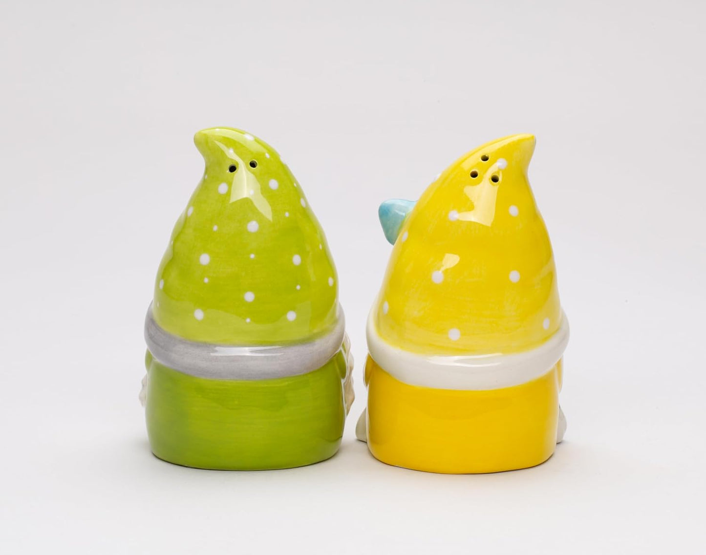 Cosmos Gifts Fine Ceramic Summer Lemon Lime Cool Gnome Couple Salt and Pepper Shakers Set 3-5/8" H Yellow Green