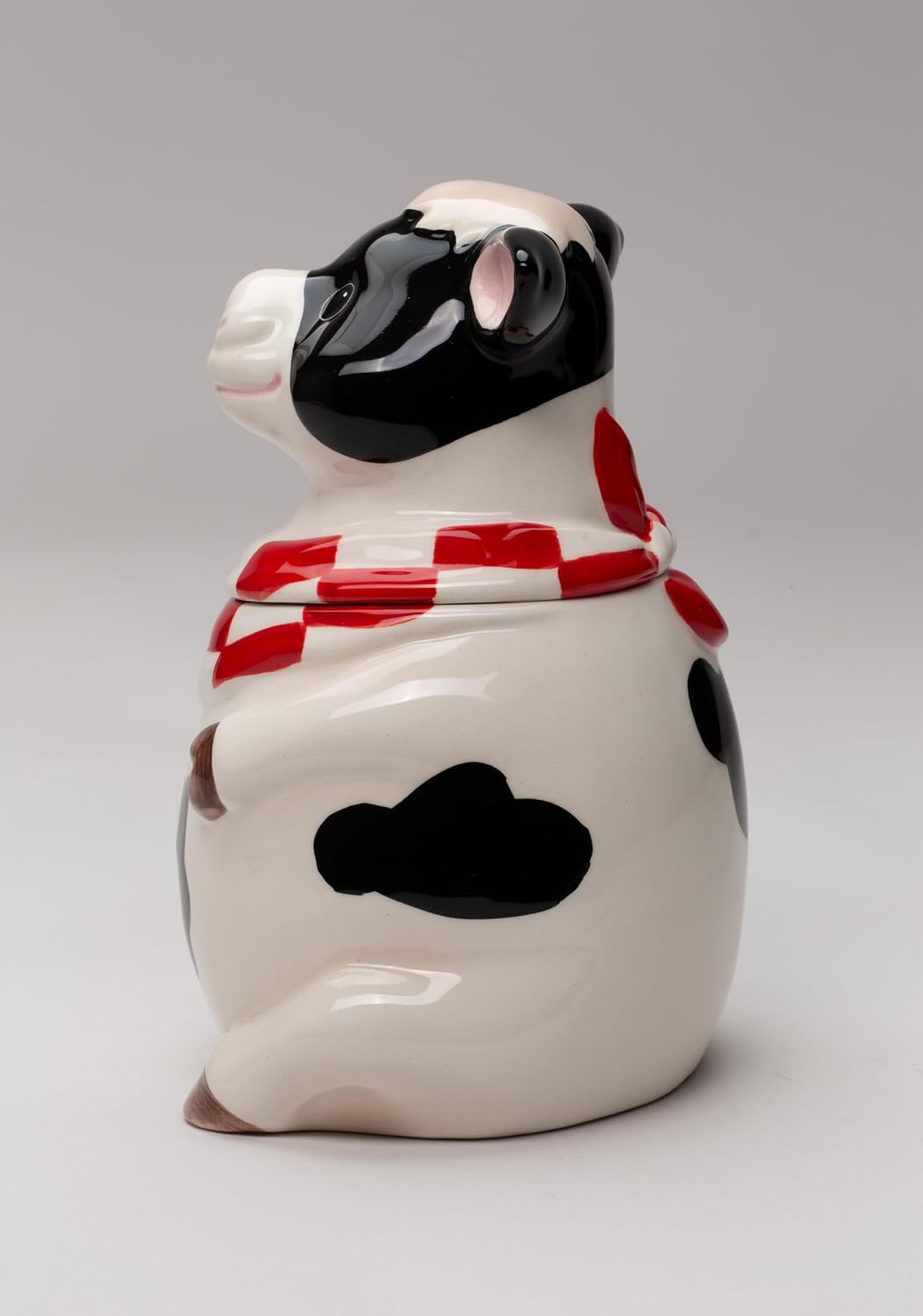 Cosmos Gifts Fine Ceramic Barnyard Milk Cow with Red Checkered Bandana Candy Jar 6-3/4" H 61759