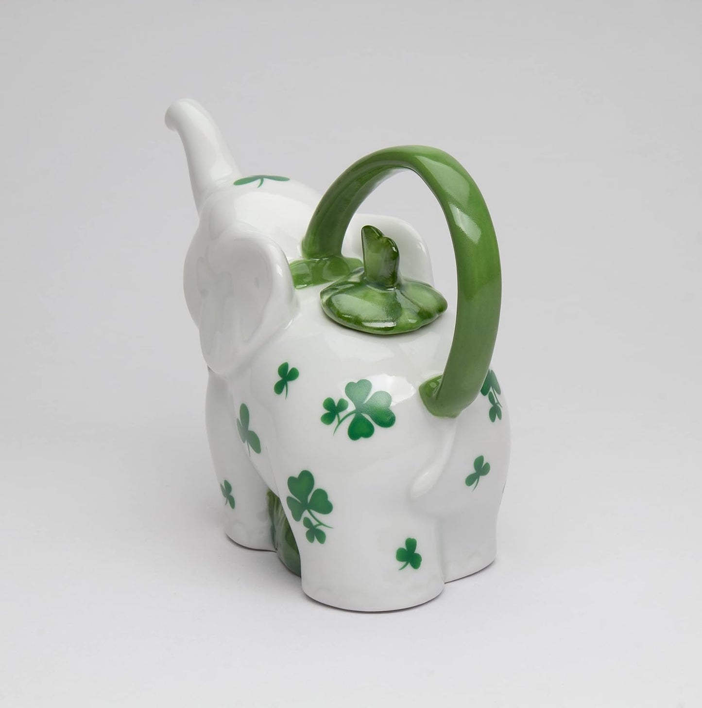 Cosmos Gifts Fine Porcelain Shamrock Lucky Elephant Teapot 7.25 In Green