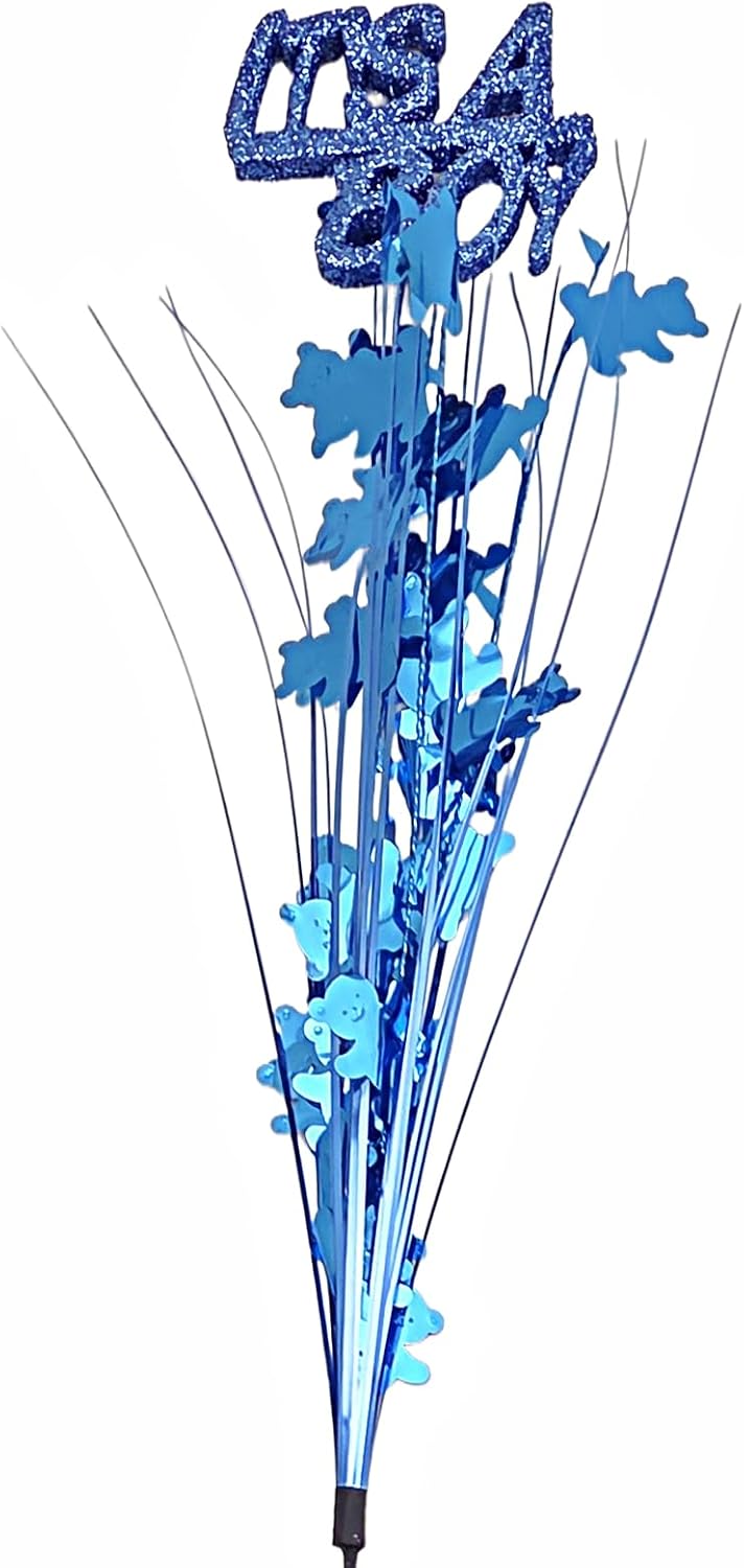 Royal Blue It's a Boy Metallic Onion Grass Spray Picks, 3 Pieces