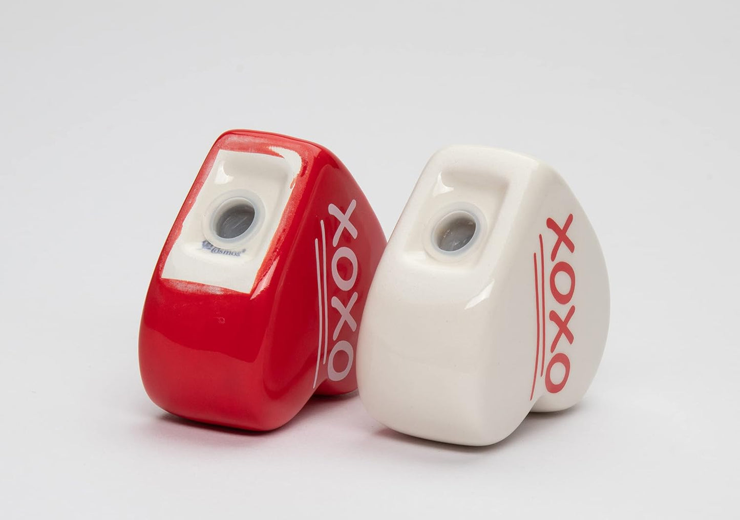 Cosmos Gifts Fine Ceramic Valentine Kiss Me Love Red Heart Salt & Pepper Shakers Set 2-1/2" H