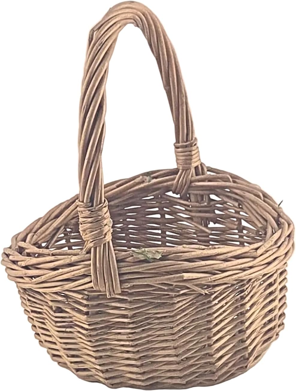 Light Brown Wicker Basket with Arched Handle, 1 Piece